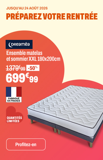 DREAMEA Ensemble matelas et sommier XXL 180x200 cm