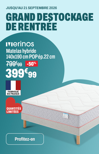 MERINOS Matelas hybride 140x190 cm POP ép.22 cm