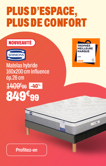 SIMMONS Matelas hybride 160x200 cm Influence ép.26 cm
