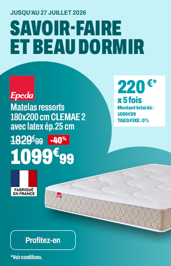 EPEDA Matelas ressorts 180x200 cm CLEMAE 2 avec latex ép.25 cm