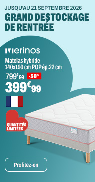 MERINOS Matelas hybride 140x190 cm POP ép.22 cm