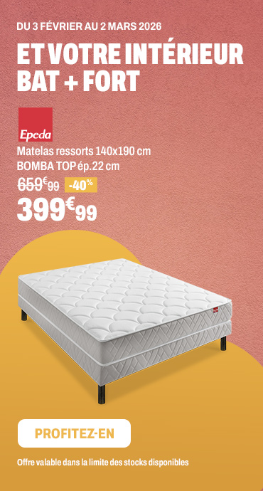 EPEDA Matelas ressorts 140x190 cm BOMBA TOP ép.22 cm