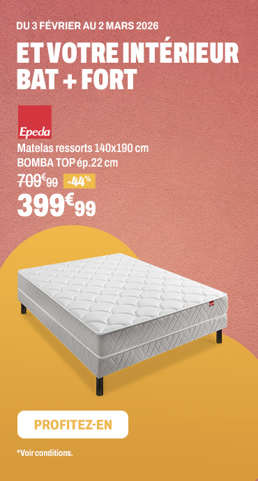 EPEDA Matelas ressorts 140x190 cm BOMBA TOP ép.22 cm