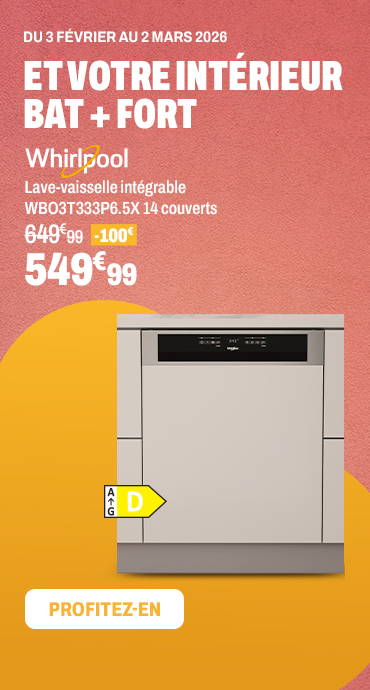 WHIRLPOOL Lave-vaisselle intégrable WBO3T333P6.5X 14 couverts