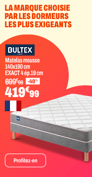 BULTEX Matelas mousse 140x190 cm EXACT 4 ép.19 cm