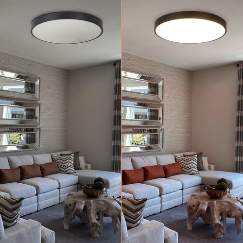 Plafonnier LED Ip44 4000k Noir 28cm Rond 17w Chambre Plat Lampe De Salle De Bain