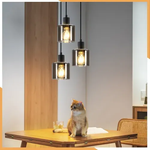 Suspension En Métal 3 Luminaires Vintage Lampe Industrielle Réglable En Hauteur Table à Manger