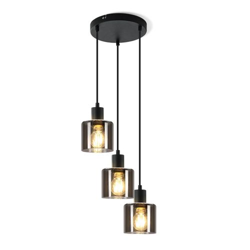 Suspension En Métal 3 Luminaires Vintage Lampe Industrielle Réglable En Hauteur Table à Manger