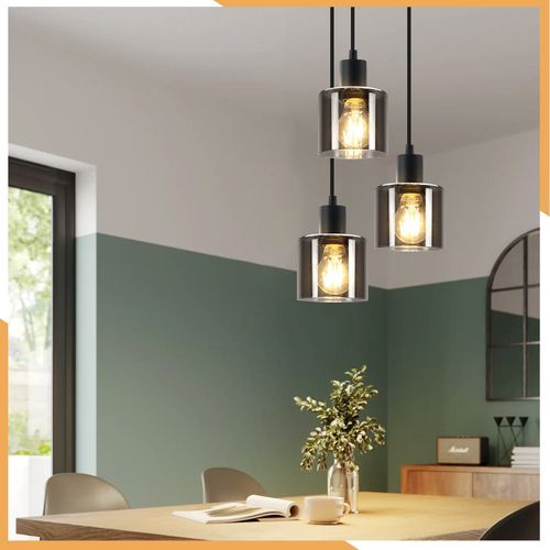 Suspension En Métal 3 Luminaires Vintage Lampe Industrielle Réglable En Hauteur Table à Manger