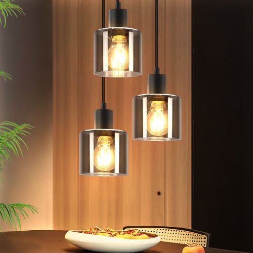 Suspension En Métal 3 Luminaires Vintage Lampe Industrielle Réglable En Hauteur Table à Manger