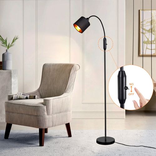 Lampadaire Noir 1 lumière Lampadair Vintage E14 Industrial Retro 360 lampadaire salon