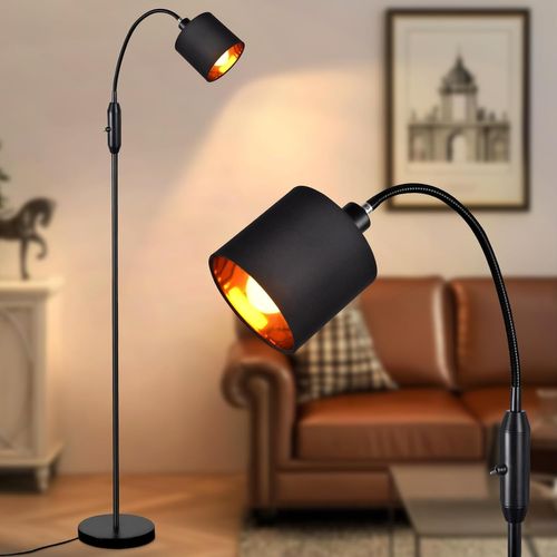 Lampadaire Noir 1 lumière Lampadair Vintage E14 Industrial Retro 360 lampadaire salon