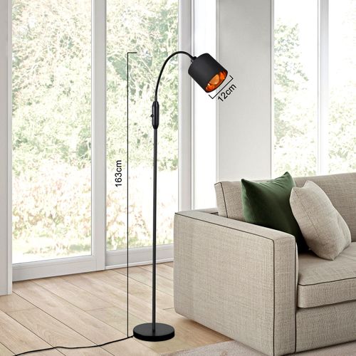 Lampadaire Noir 1 lumière Lampadair Vintage E14 Industrial Retro 360 lampadaire salon