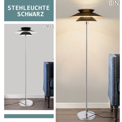 Lampadaire Noir  Moderne E27 1 Flamme Vintage Métal Design Hauteur 145cm Max 40w