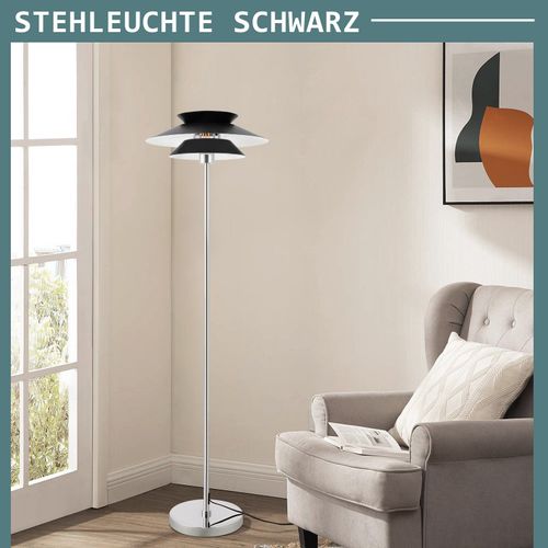 Lampadaire Noir  Moderne E27 1 Flamme Vintage Métal Design Hauteur 145cm Max 40w