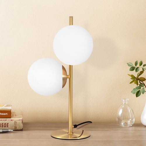 Lampe de Chevet Moderne 2 luminaire Lampe de Table Avec Interrupteur Métal Verre Blanc E27