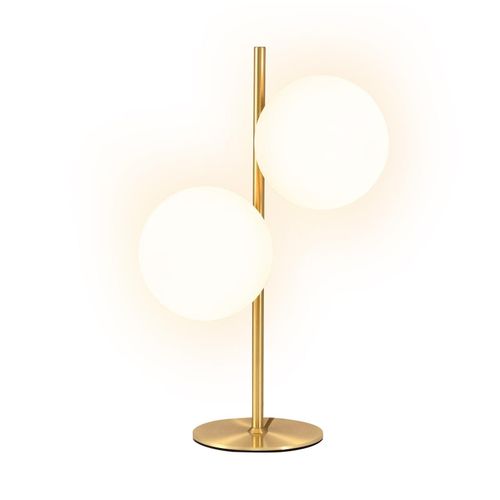 Lampe de Chevet Moderne 2 luminaire Lampe de Table Avec Interrupteur Métal Verre Blanc E27
