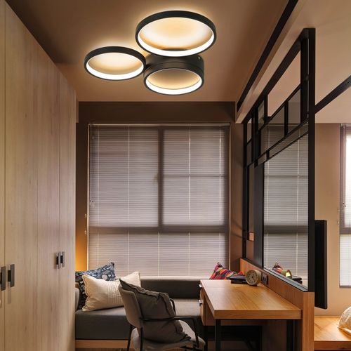 Plafonnier LED Noir 38w 3000K plafonnier salon pour cuisine
