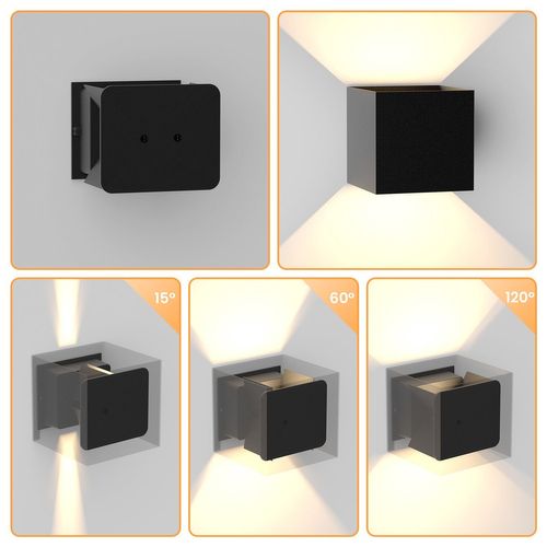 Applique Murale LED Applique Extérieure Applique Noire 5w Ip65 3000k