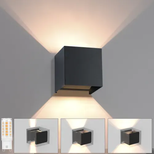 Applique Murale LED Extérieur Luminaire Extérieur Ip65 Noir Haut Bas 3w G9