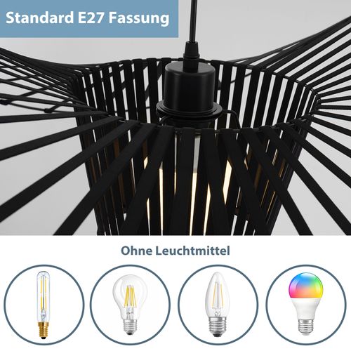 Suspension Noire Lampe Suspendue Salon E27 Design Moderne 140 Cm