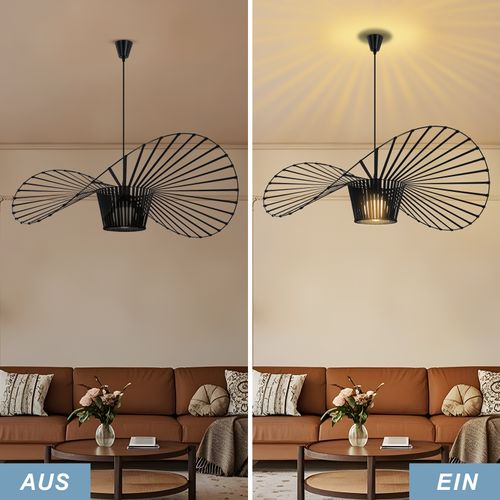 Suspension Noire Lampe Suspendue Salon E27 Design Moderne 140 Cm