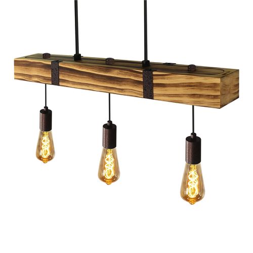 ZMH Suspension De Table à Manger En Bois Vintage 61cm Poutre En Bois 80cm 4 X E27 Max 25 Watts Suspension Industrielle Reglable En Hauteur Pour Salle A Manger Cuisine Bar Restaurant 81903186