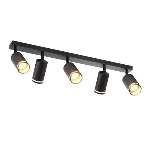 Plafonnier 5 Spots Moderne Plafonnier Noir Spot Gu10 Spots Orientables à 355°métal Intérieur