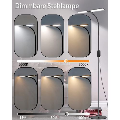 Lampadaire LED Dimmable Noir 158 Cm Tactile 9 W Avec Minuterie  Fonction Mémoire Lampadaire