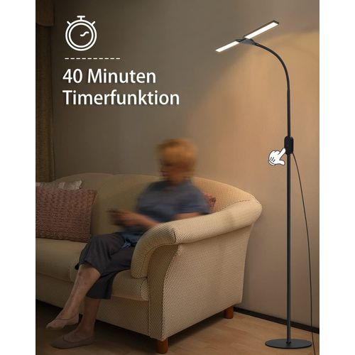 Lampadaire LED Dimmable Noir 158 Cm Tactile 9 W Avec Minuterie  Fonction Mémoire Lampadaire