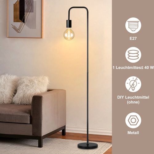 Lampadaire Salon Vintage Noir Avec Interrupteur À Pied Métal Industriel E27 Lampadaire Design