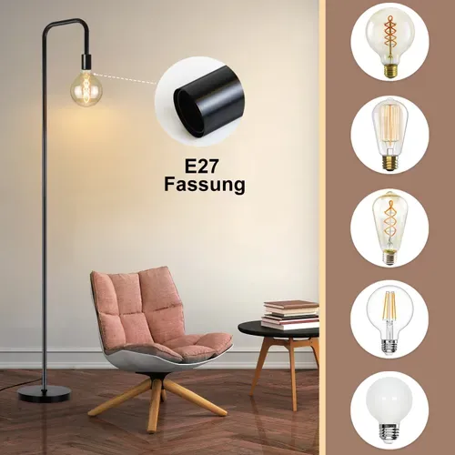Lampadaire Salon Vintage Noir Avec Interrupteur À Pied Métal Industriel E27 Lampadaire Design