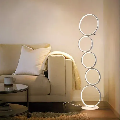 LED Lampadaire Blanc 32w Blanc Chaud Interrupteur Tactile Lampadaire Sur Pied Avec 5 Anneaux