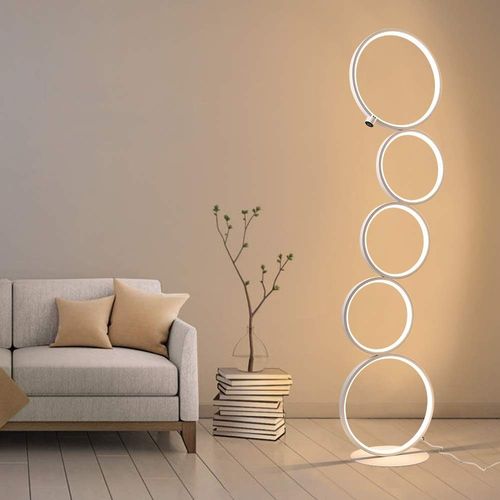 LED Lampadaire Blanc 32w Blanc Chaud Interrupteur Tactile Lampadaire Sur Pied Avec 5 Anneaux
