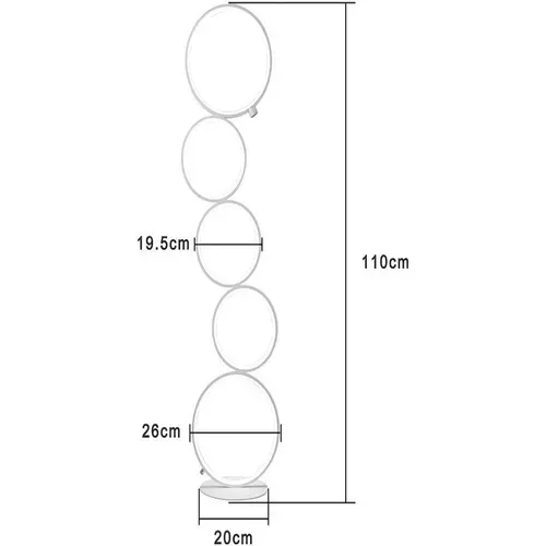LED Lampadaire Blanc 32w Blanc Chaud Interrupteur Tactile Lampadaire Sur Pied Avec 5 Anneaux