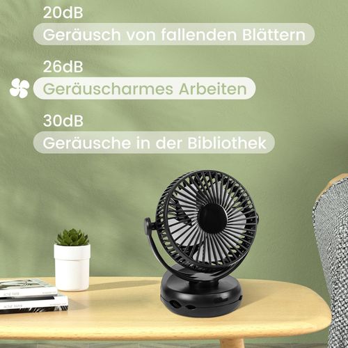 Ventilateur Petit De Table USB Avec Batterie 10 000 Mah Modèle 3-en-1 Noir