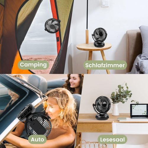 Ventilateur Petit De Table USB Avec Batterie 10 000 Mah Modèle 3-en-1 Noir