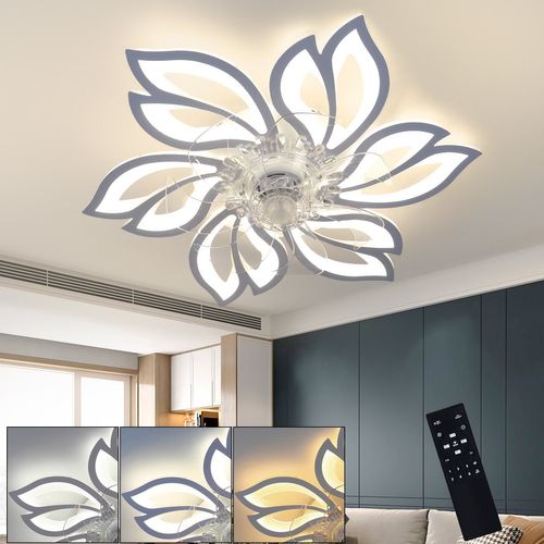 Ventilateur De Plafond Avec Éclairage Télécommande Lampe De Plafond LED Fonction De Timer