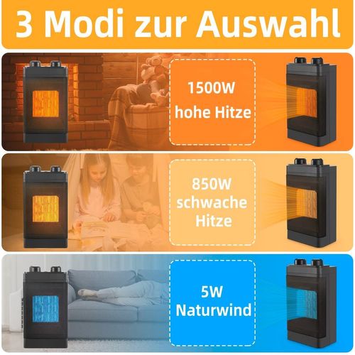 Chauffage électrique Ventilé Ballu BKX-3 2000W - Chauffage Rapide Céramique, Thermostat Réglable, Jaune, Pour Pièce Jusqu'à 20m²