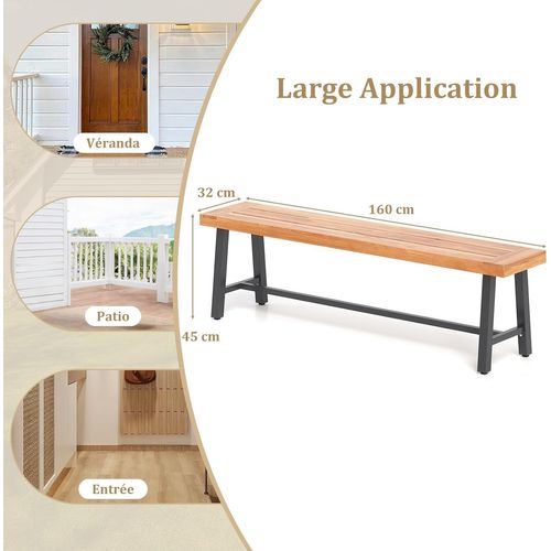 Banc Exterieur Jardin 160 X 32 X 45 Cm, 3 Places Banc De Jardin, Capacité 360 Kg, (160 Cm,2)