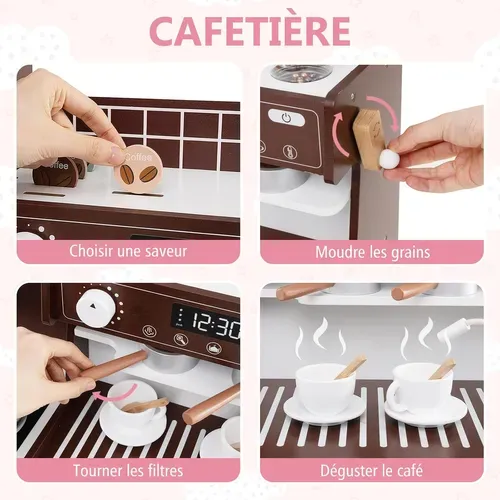 Cuisine Enfant Avec Machine à Café Et Machine à Glaçons, Cuisine En Avec Machine A Cafe Et Machine A Glacons Cuisine En Bois Avec Son Realiste Bleu