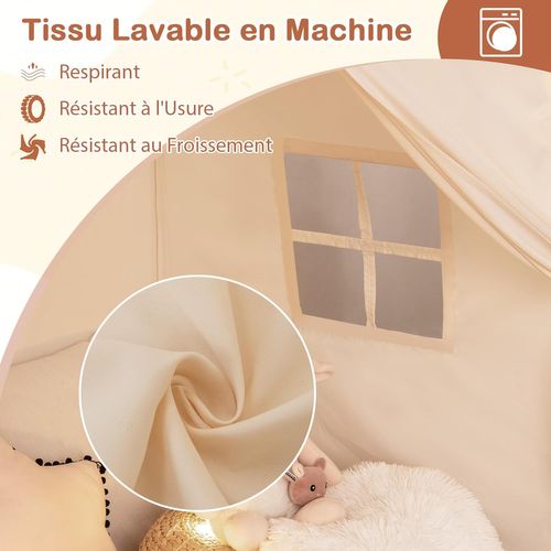 Tente De Jeu Princesse COSTWAY – 157x98x148 Cm – Guirlandes Et Drapeaux Inclus – Pour 3 Enfants (3-12 Ans)