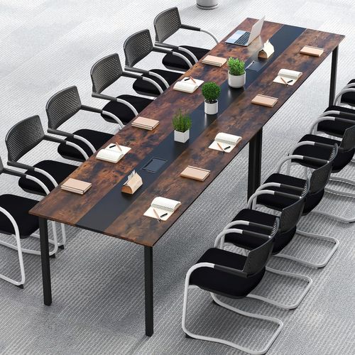 Table De Conférence180 X 90 Cm, Table De Réunion Pour 8-10 Personnes, Marron Rustique