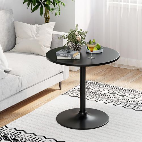 Table Bar Ronde, Table Haute Cuisine Dia.60 Cm, Table Haute Mange Debout 2 Hauteurs Réglables, Noir