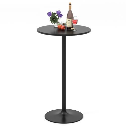 Table Bar Ronde, Table Haute Cuisine Dia.60 Cm, Table Haute Mange Debout 2 Hauteurs Réglables, Noir