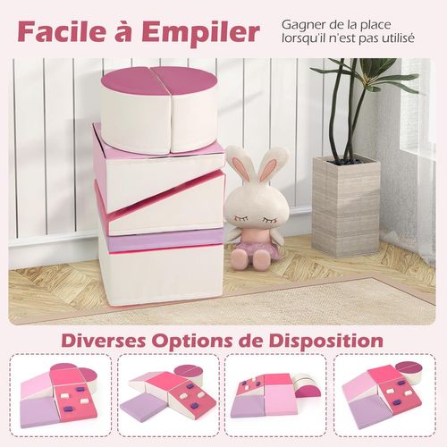 COSTWAY Parcours Motricité Bébé 7 Pièces En Mousse – Modules Montessori Évolutifs – Ramper, Grimper, Glisser En Toute Sécurité