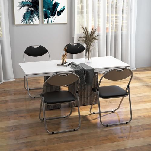 Lot De 4 Chaise Pliante En Métal, Charge 115 Kg, Sans Assemblage, Noir Moderne