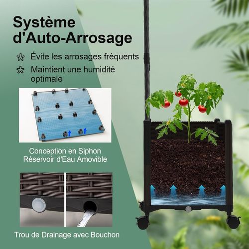 Arche De Jardin 288 Cm Avec 2 Bacs Jardinière Et Treillis, Pergola Extérieur