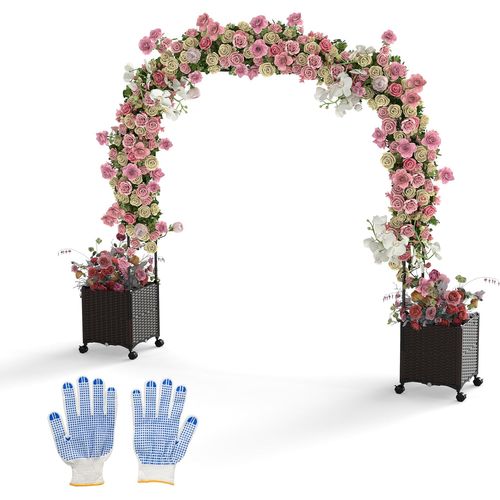 Arche De Jardin 288 Cm Avec 2 Bacs Jardinière Et Treillis, Pergola Extérieur