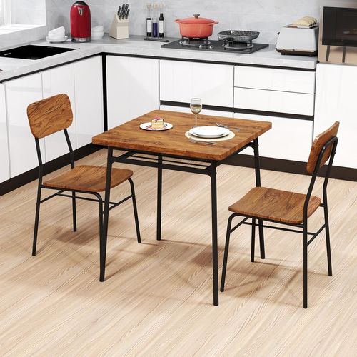 Petite Table De Cuisine 2 Personnes,chaises Encastrables, Table Carrée Pour Coin Petit-déjeuner